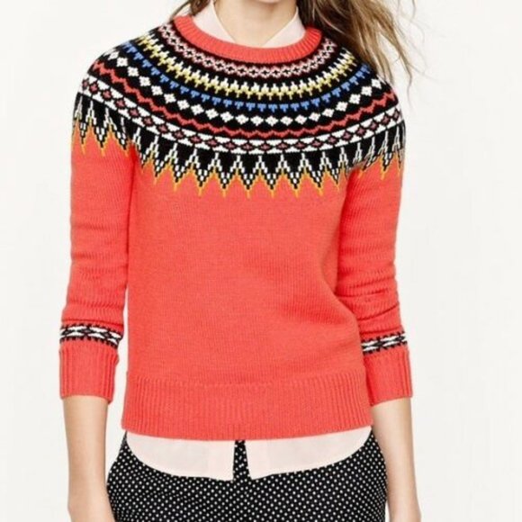 J. Crew Sweaters - J.Crew Fair Isle Orange isel wool blend sweater